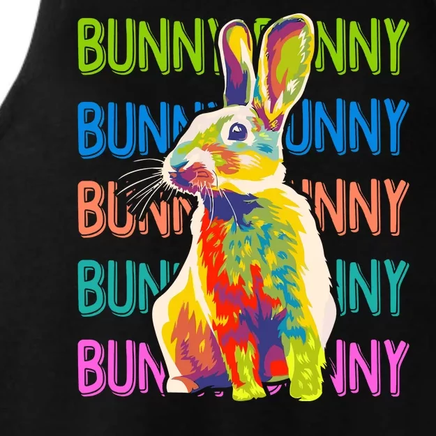 Cute Multicolor Easter Bunny Rabbit Ladies Tri-Blend Wicking Tank