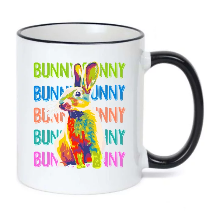 Cute Multicolor Easter Bunny Rabbit Black Color Changing Mug