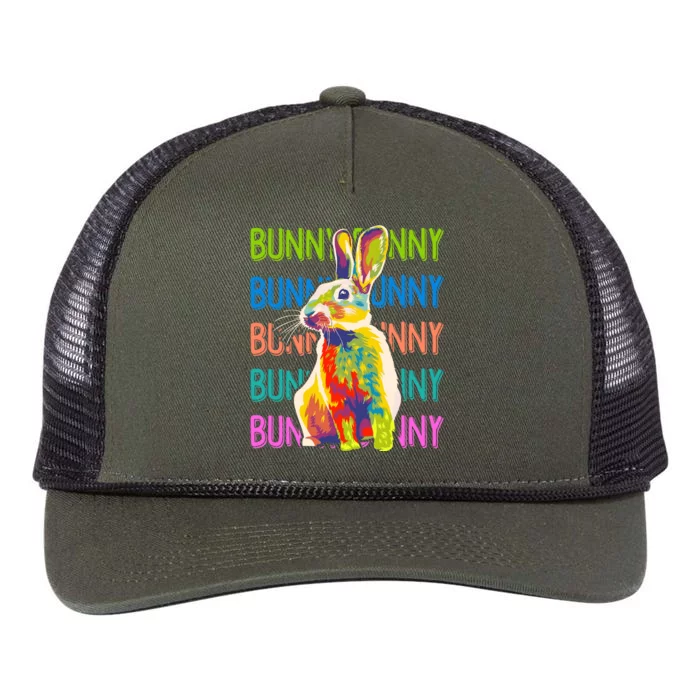 Cute Multicolor Easter Bunny Rabbit Retro Rope Trucker Hat Cap