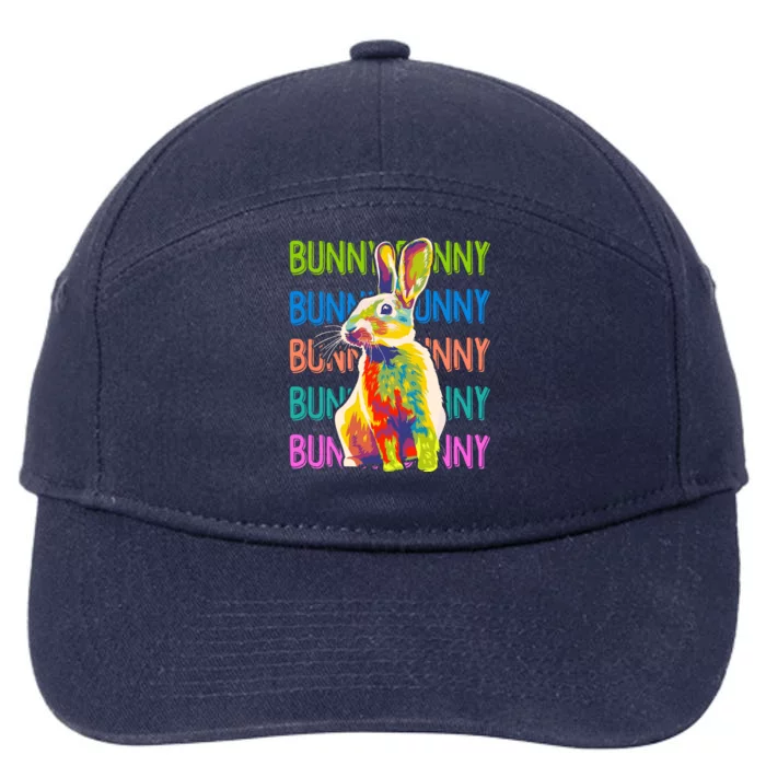 Cute Multicolor Easter Bunny Rabbit 7-Panel Snapback Hat