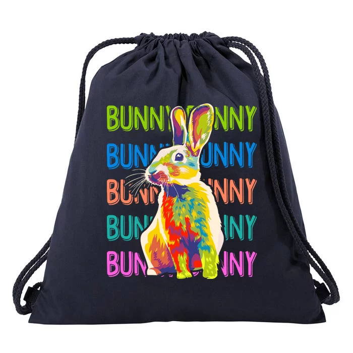 Cute Multicolor Easter Bunny Rabbit Drawstring Bag