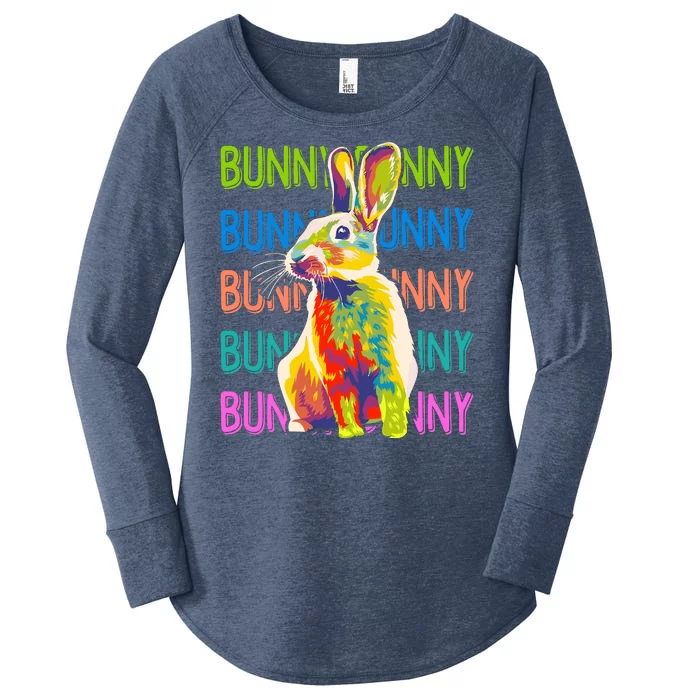 Cute Multicolor Easter Bunny Rabbit Women's Perfect Tri Tunic Long Sleeve Shirt