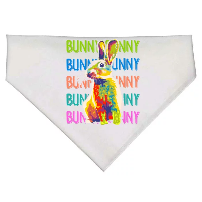 Cute Multicolor Easter Bunny Rabbit USA-Made Doggie Bandana