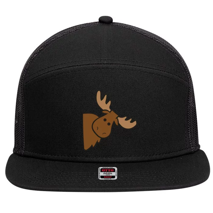 Cute Moose Elk Deer Funny Alaska Moose 7 Panel Mesh Trucker Snapback Hat