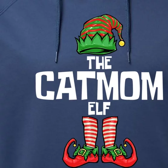 Cat Mom Elf Mother Christmas Matching Family Gift Performance Fleece Hoodie