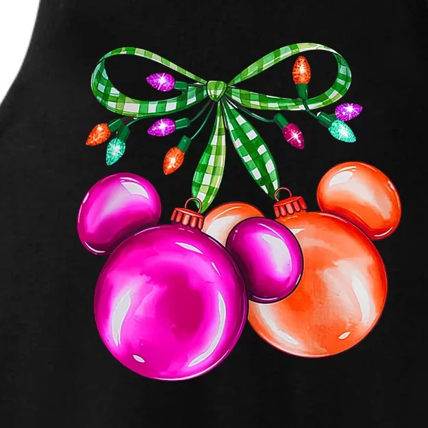 Christmas Mouse Ears Coquette Bow Holiday Festive Mouse Ears Coquette Ladies Tri-Blend Wicking Tank