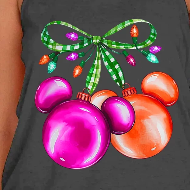 Christmas Mouse Ears Coquette Bow Holiday Festive Mouse Ears Coquette Women's Knotted Racerback Tank