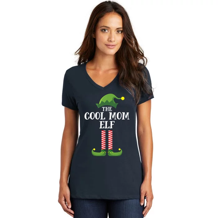 Cool Mom Elf Matching Family Group Christmas Party Women's V-Neck T-Shirt