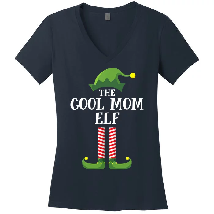 Cool Mom Elf Matching Family Group Christmas Party Women's V-Neck T-Shirt