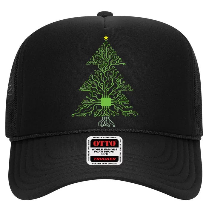 Christmas Mechanical Engineer Digital Electronic Tree High Crown Mesh Trucker Hat