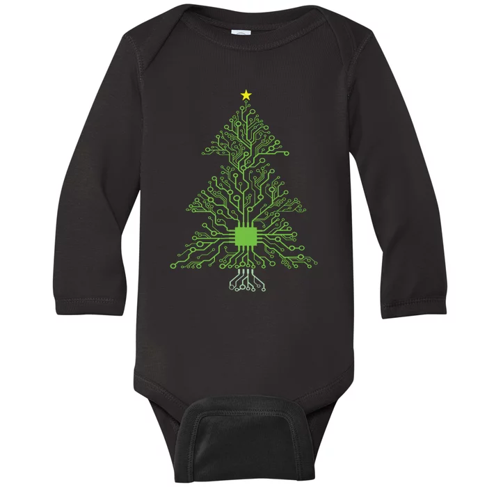 Christmas Mechanical Engineer Digital Electronic Tree Baby Long Sleeve Bodysuit