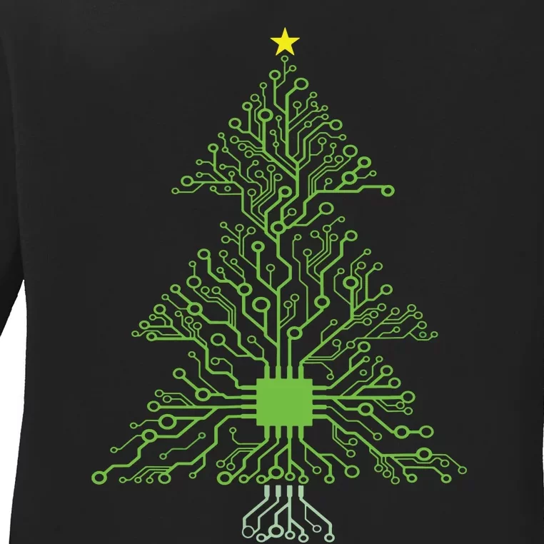 Christmas Mechanical Engineer Digital Electronic Tree Ladies Long Sleeve Shirt