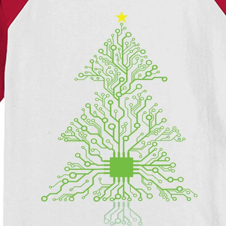 Christmas Mechanical Engineer Digital Electronic Tree Kids Colorblock Raglan Jersey