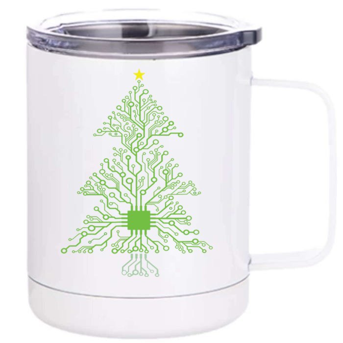 Christmas Mechanical Engineer Digital Electronic Tree Front & Back 12oz Stainless Steel Tumbler Cup