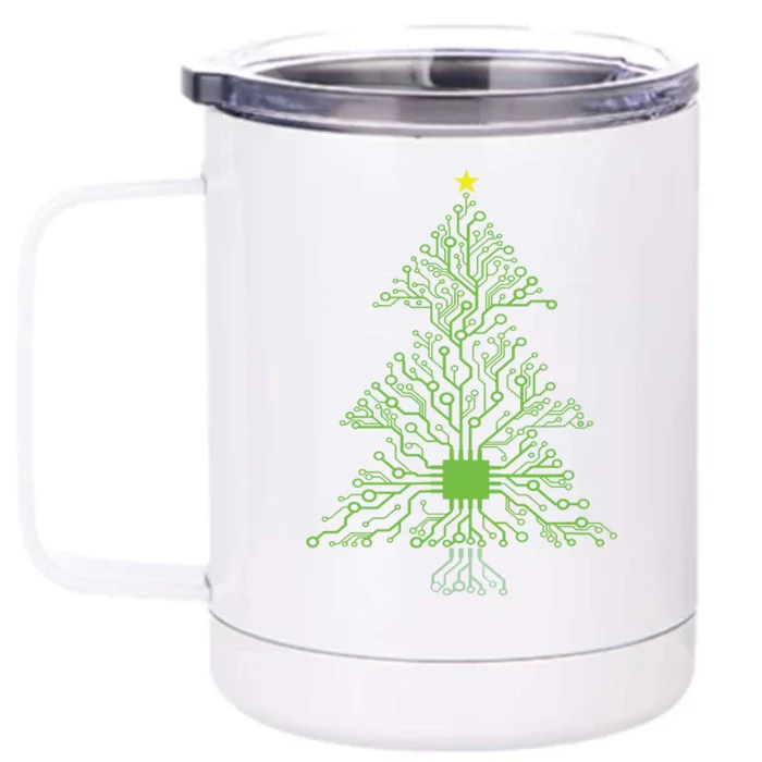 Christmas Mechanical Engineer Digital Electronic Tree Front & Back 12oz Stainless Steel Tumbler Cup