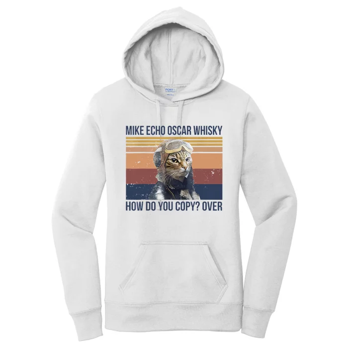 Cat Mike Echo Oscar Whisky How Do You Copy Over Vintage Women's Pullover Hoodie