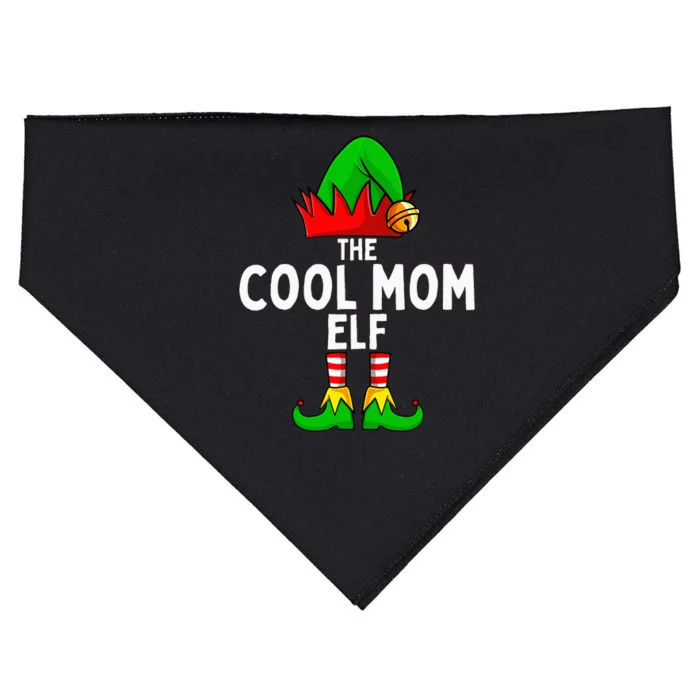 Cool Mom Elf Matching Family Christmas Women USA-Made Doggie Bandana