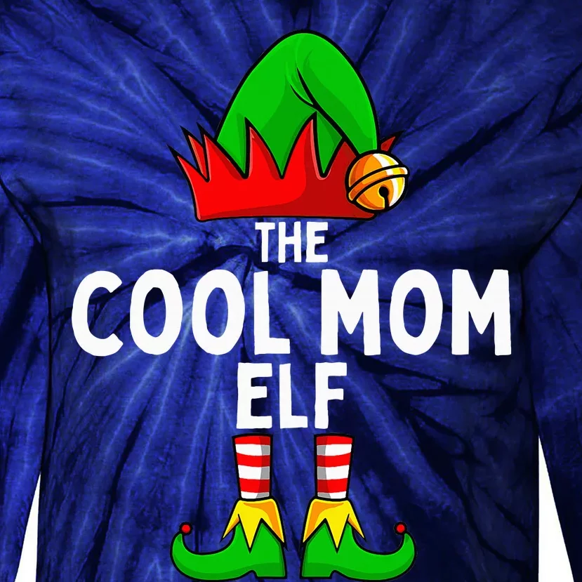 Cool Mom Elf Matching Family Christmas Women Tie-Dye Long Sleeve Shirt