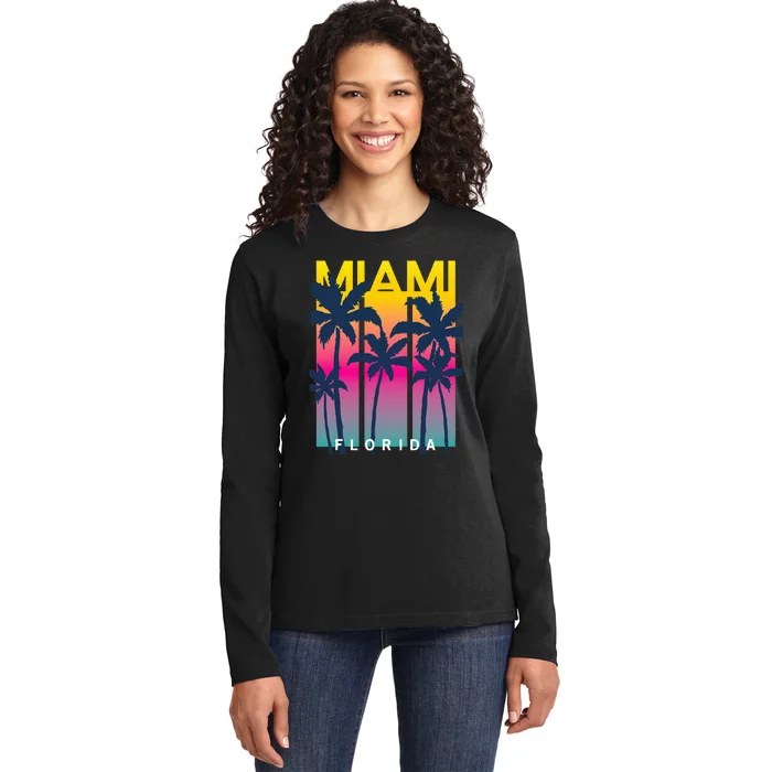 Cool Miami Florida I Love Miami Miami Ladies Long Sleeve Shirt