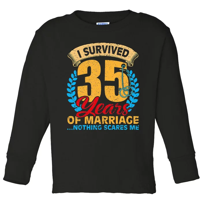 Couples Married for 35 years Funny 35th wedding anniversary Toddler Long Sleeve Shirt