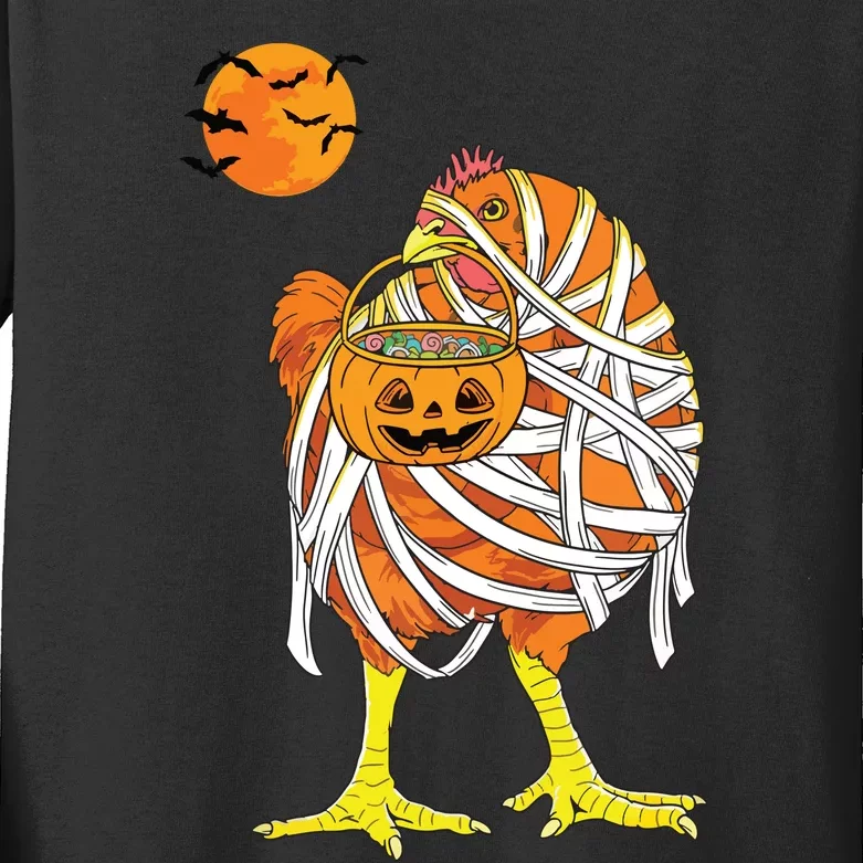 Chicken Mummy Funny Halloween Farmer Kids Long Sleeve Shirt