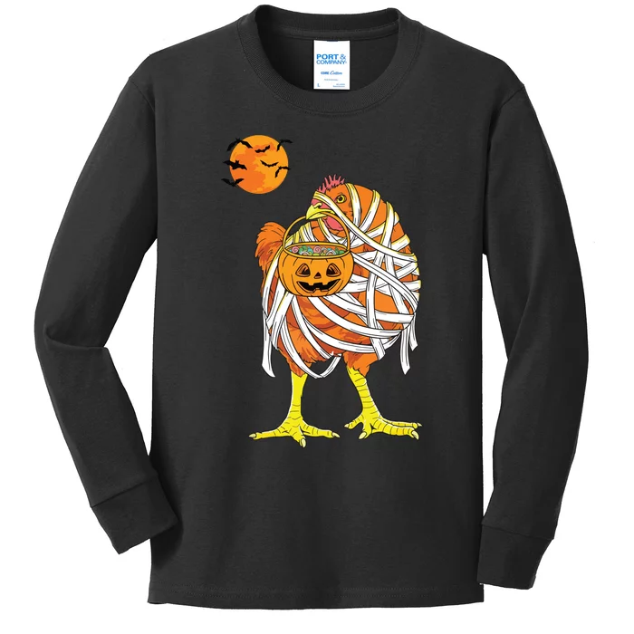 Chicken Mummy Funny Halloween Farmer Kids Long Sleeve Shirt