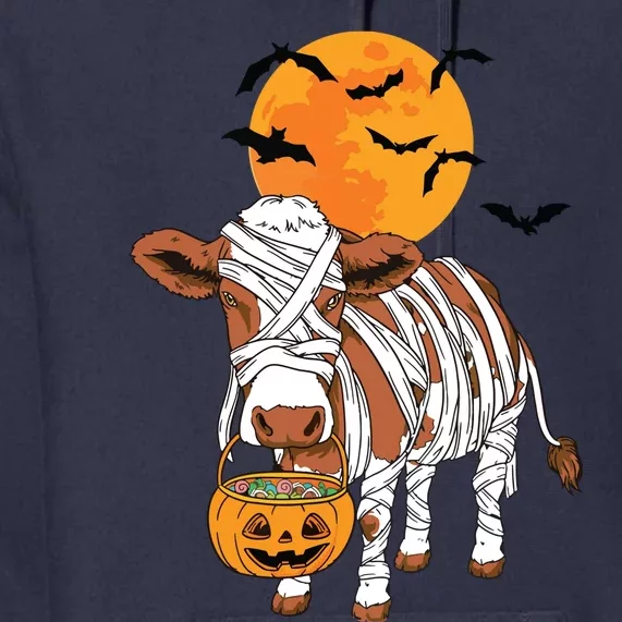 Cow Mummy Funny Halloween Farmer Premium Hoodie