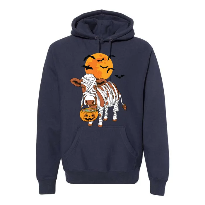 Cow Mummy Funny Halloween Farmer Premium Hoodie