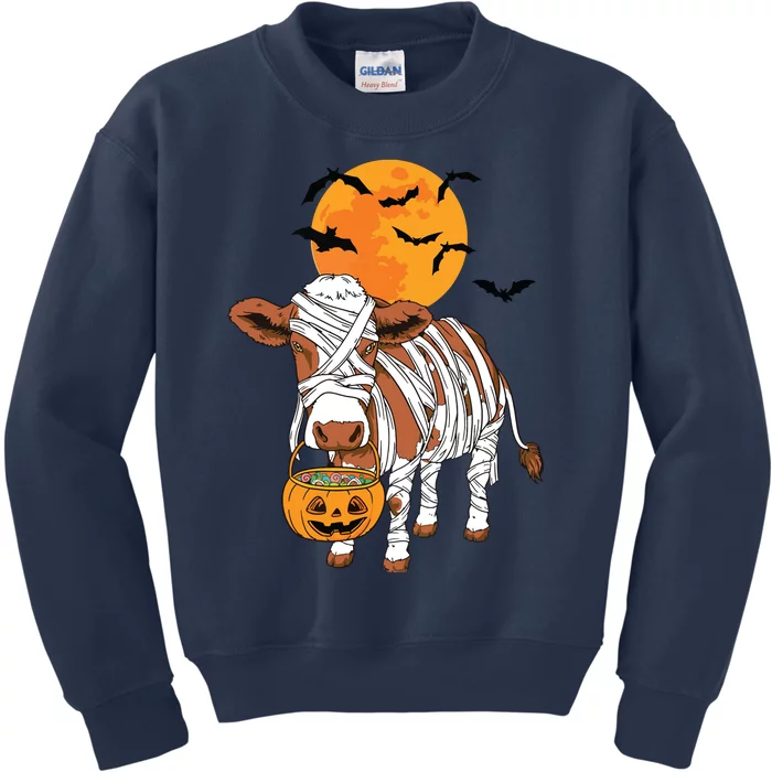 Cow Mummy Funny Halloween Farmer Kids Sweatshirt