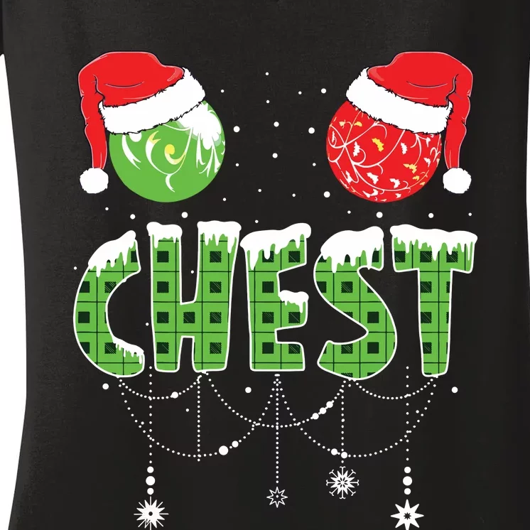 Chestnuts Matching Family Funny Chest Nuts Christmas Couples Women's V-Neck T-Shirt