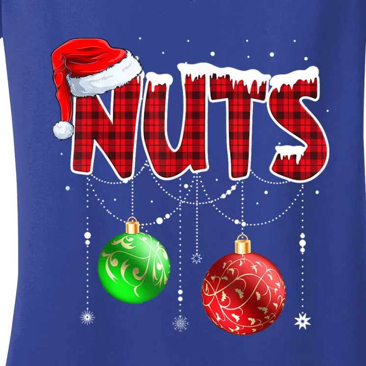 Chestnuts Matching Family Funny Chest Nuts Christmas Couples Gift Women's V-Neck T-Shirt