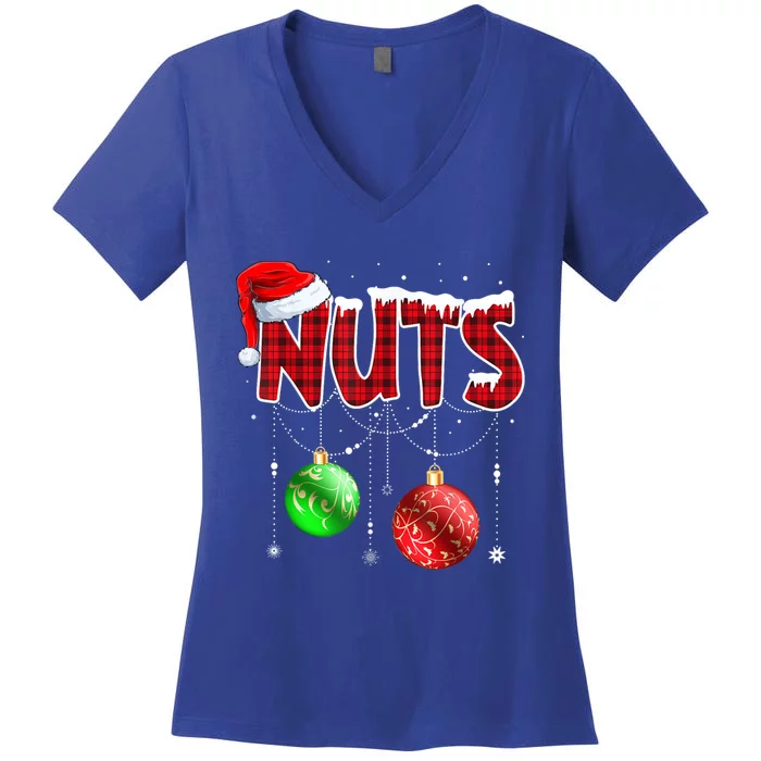 Chestnuts Matching Family Funny Chest Nuts Christmas Couples Gift Women's V-Neck T-Shirt