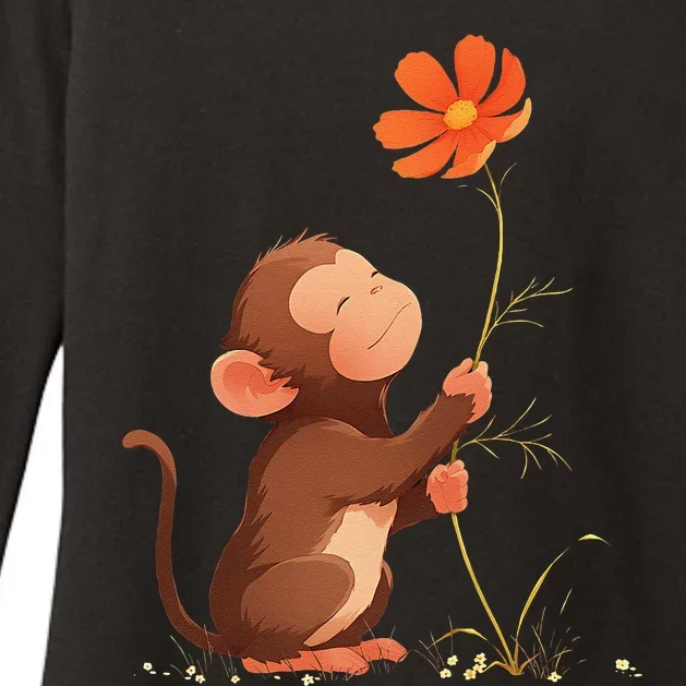 Cute Monkey Flower Womens CVC Long Sleeve Shirt