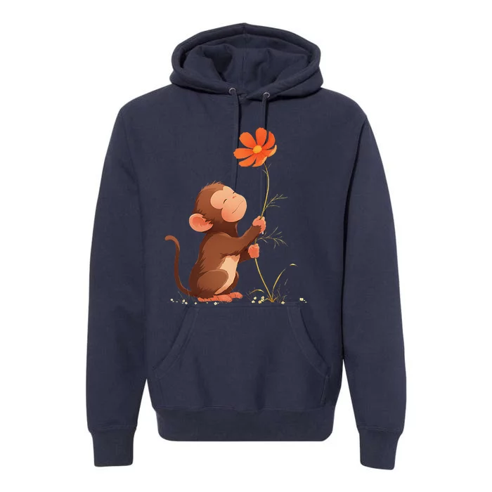 Cute Monkey Flower Premium Hoodie