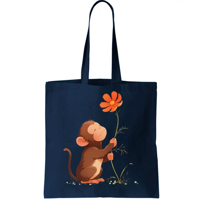 Cute Monkey Flower Tote Bag