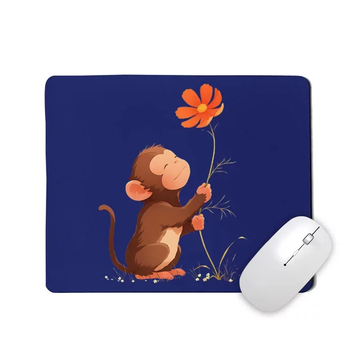 Cute Monkey Flower Mousepad