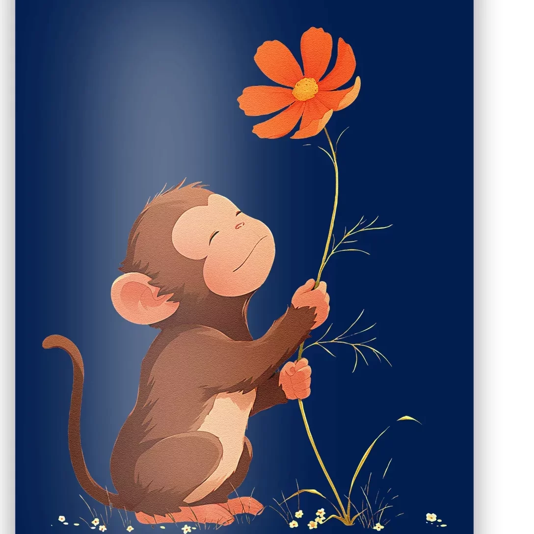 Cute Monkey Flower Poster