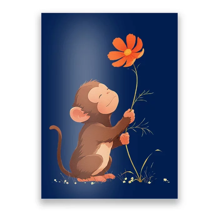 Cute Monkey Flower Poster