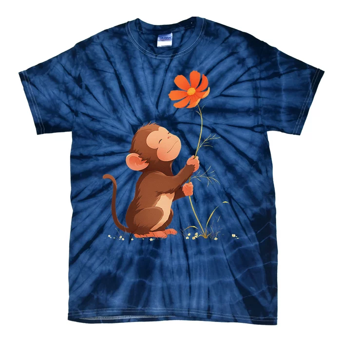 Cute Monkey Flower Tie-Dye T-Shirt