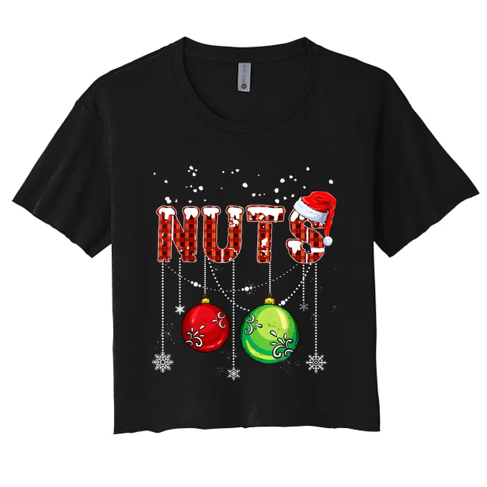 Chestnuts Matching Family Funny Chest Nuts Christmas Couples Women's Crop Top Tee