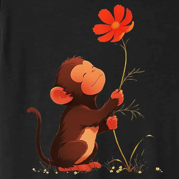 Cute Monkey Flower Adorable Animal ChromaSoft Performance T-Shirt