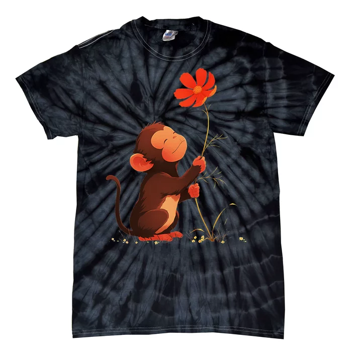 Cute Monkey Flower Adorable Animal Tie-Dye T-Shirt