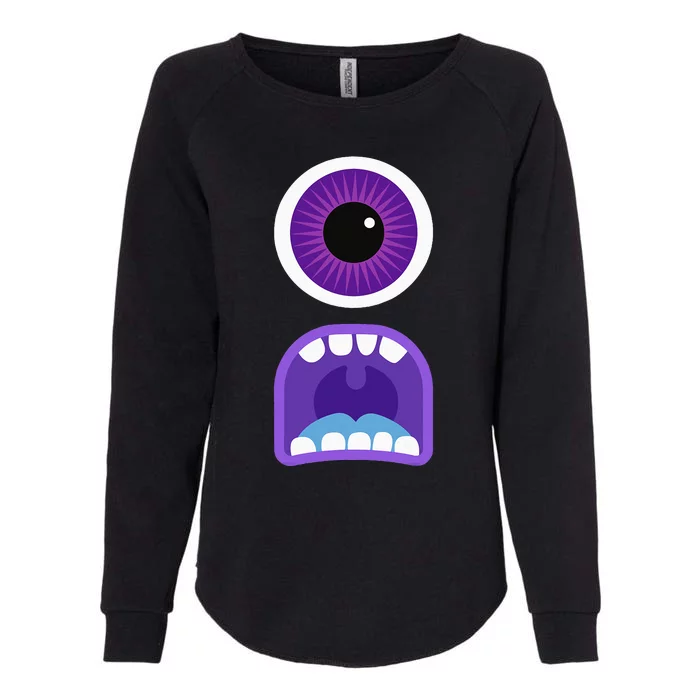 Cute Monster Face Costume Halloween Womens California Wash Sweatshirt