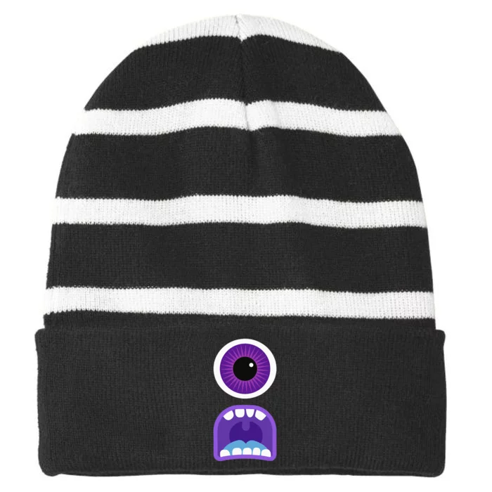 Cute Monster Face Costume Halloween Striped Beanie with Solid Band