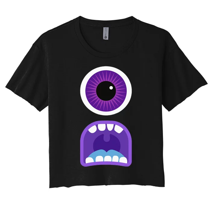 Cute Monster Face Costume Halloween Women's Crop Top Tee