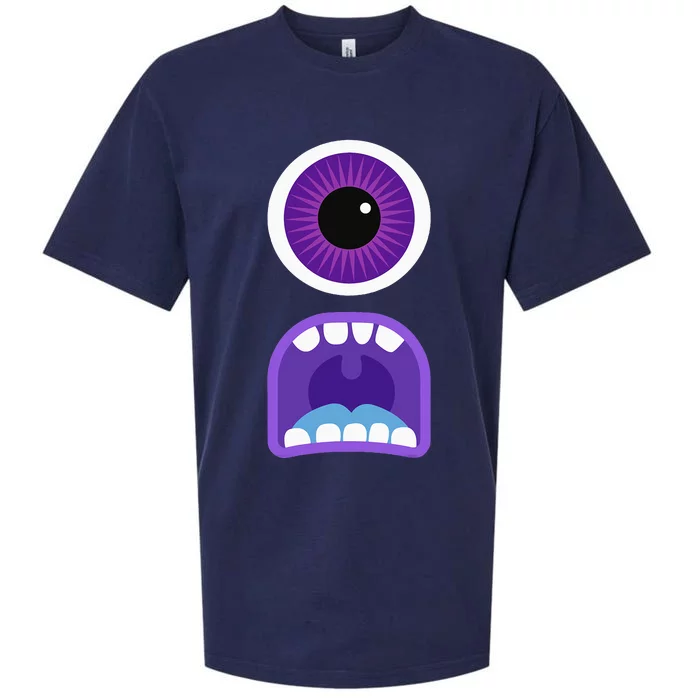 Cute Monster Face Costume Halloween Sueded Cloud Jersey T-Shirt