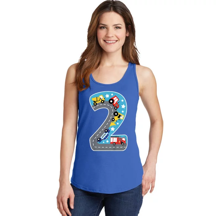 Construction Machines Fire Brigade Police 2nd Birthday Ladies Essential Tank