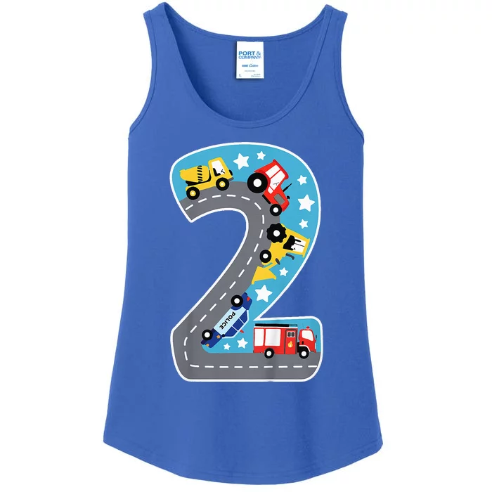 Construction Machines Fire Brigade Police 2nd Birthday Ladies Essential Tank