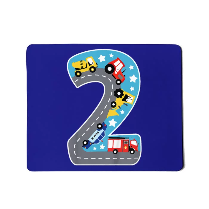 Construction Machines Fire Brigade Police 2nd Birthday Mousepad