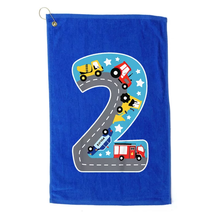 Construction Machines Fire Brigade Police 2nd Birthday Platinum Collection Golf Towel